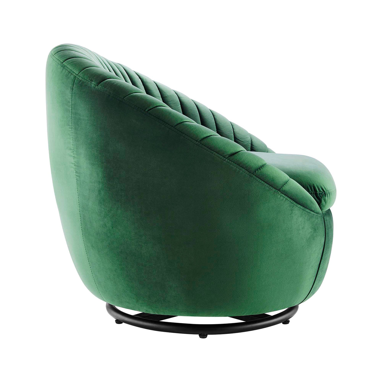 Arielle Velvet Swivel Chair, Black & Emerald