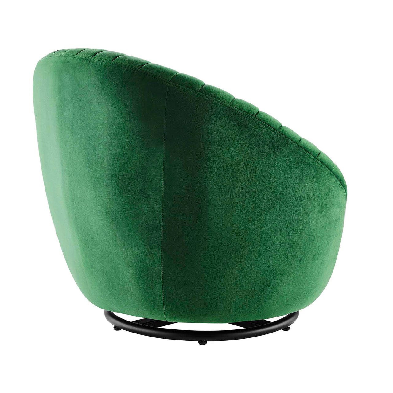 Arielle Velvet Swivel Chair, Black & Emerald