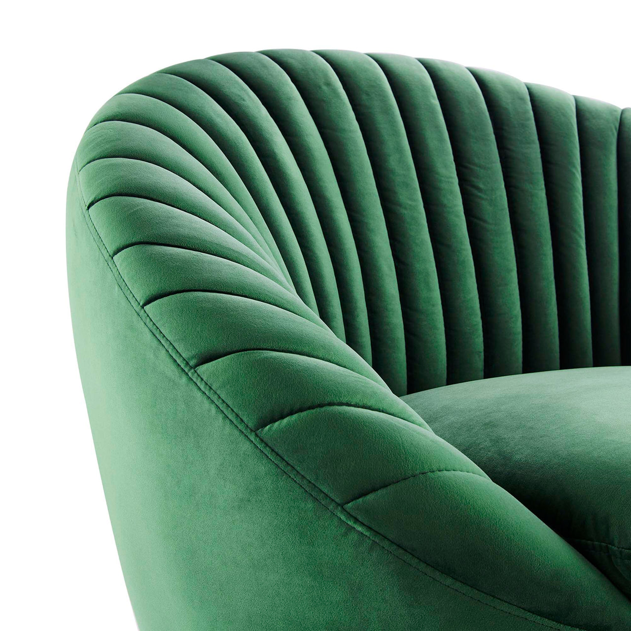 Arielle Velvet Swivel Chair, Black & Emerald