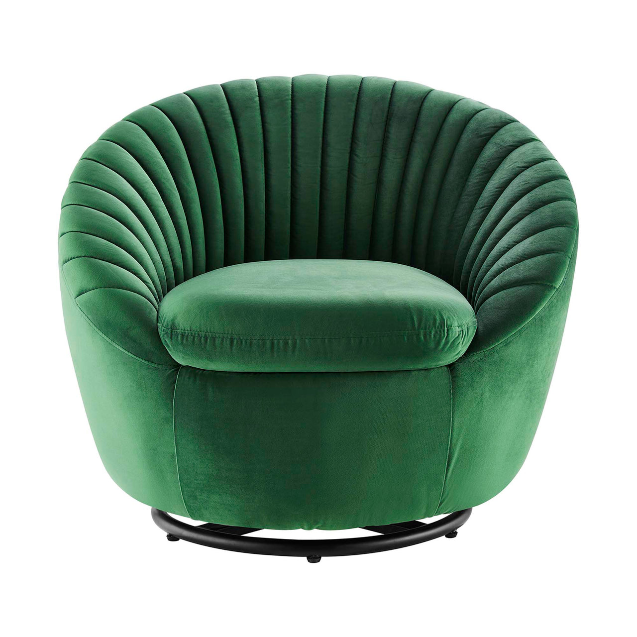 Arielle Velvet Swivel Chair, Black & Emerald
