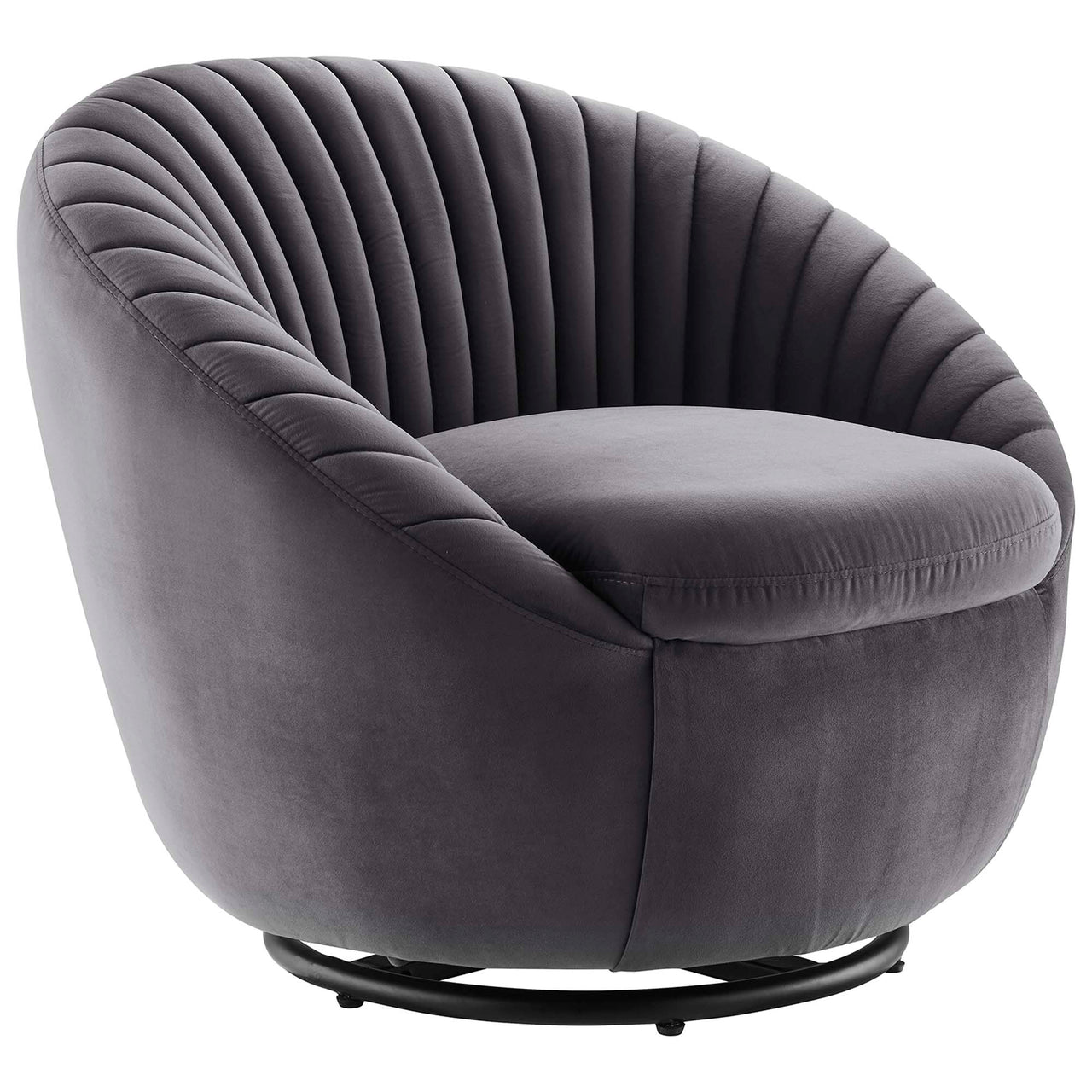 Arielle Velvet Swivel Chair, Black & Gray