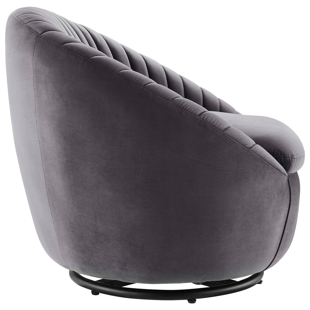 Arielle Velvet Swivel Chair, Black & Gray