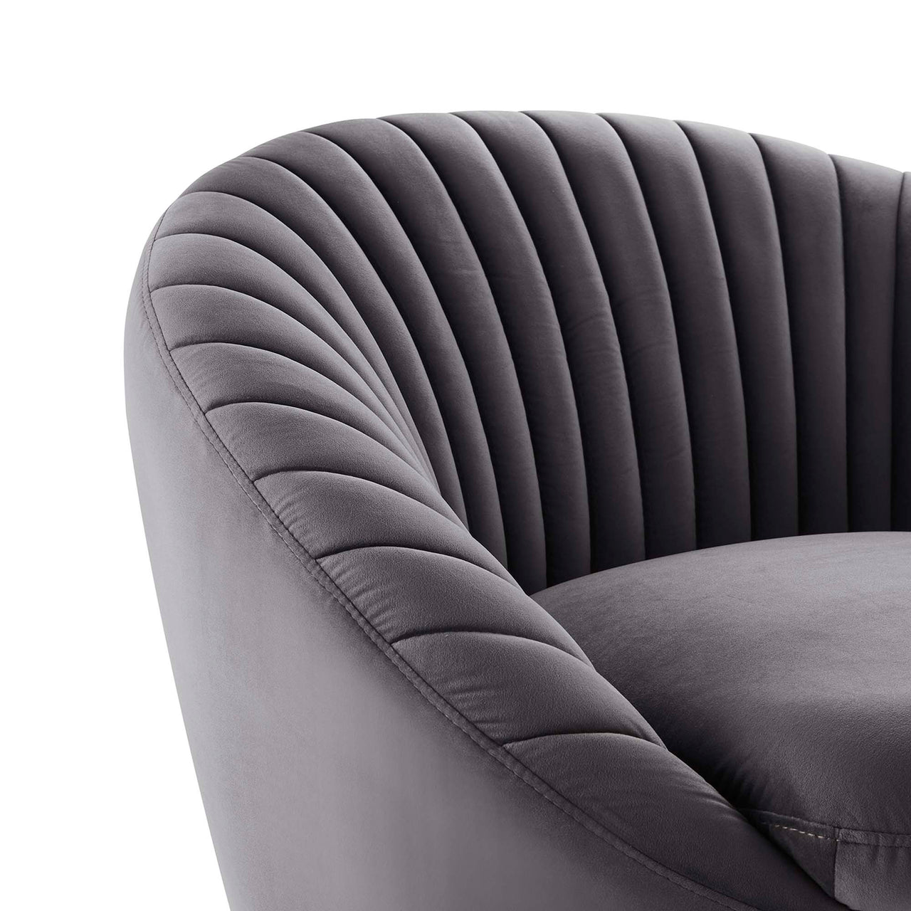 Arielle Velvet Swivel Chair, Black & Gray