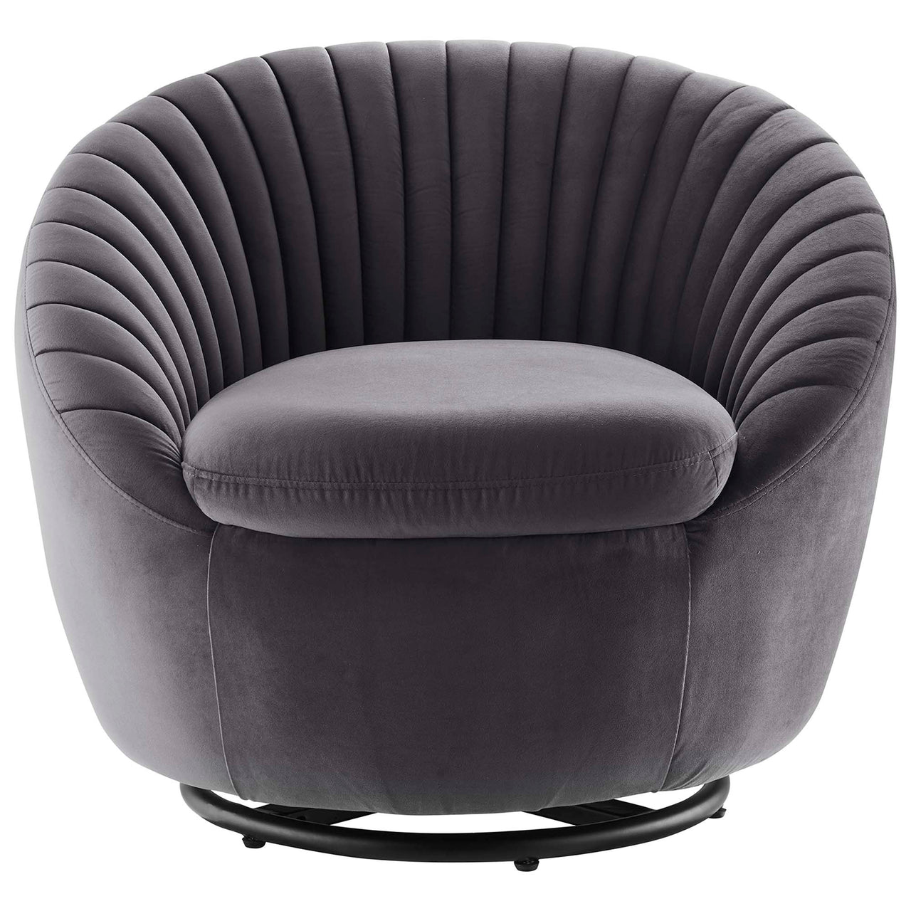 Arielle Velvet Swivel Chair, Black & Gray