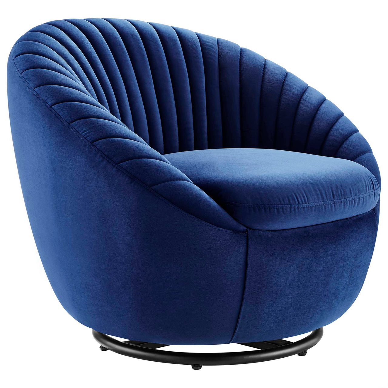 Arielle Velvet Swivel Chair, Black & Navy