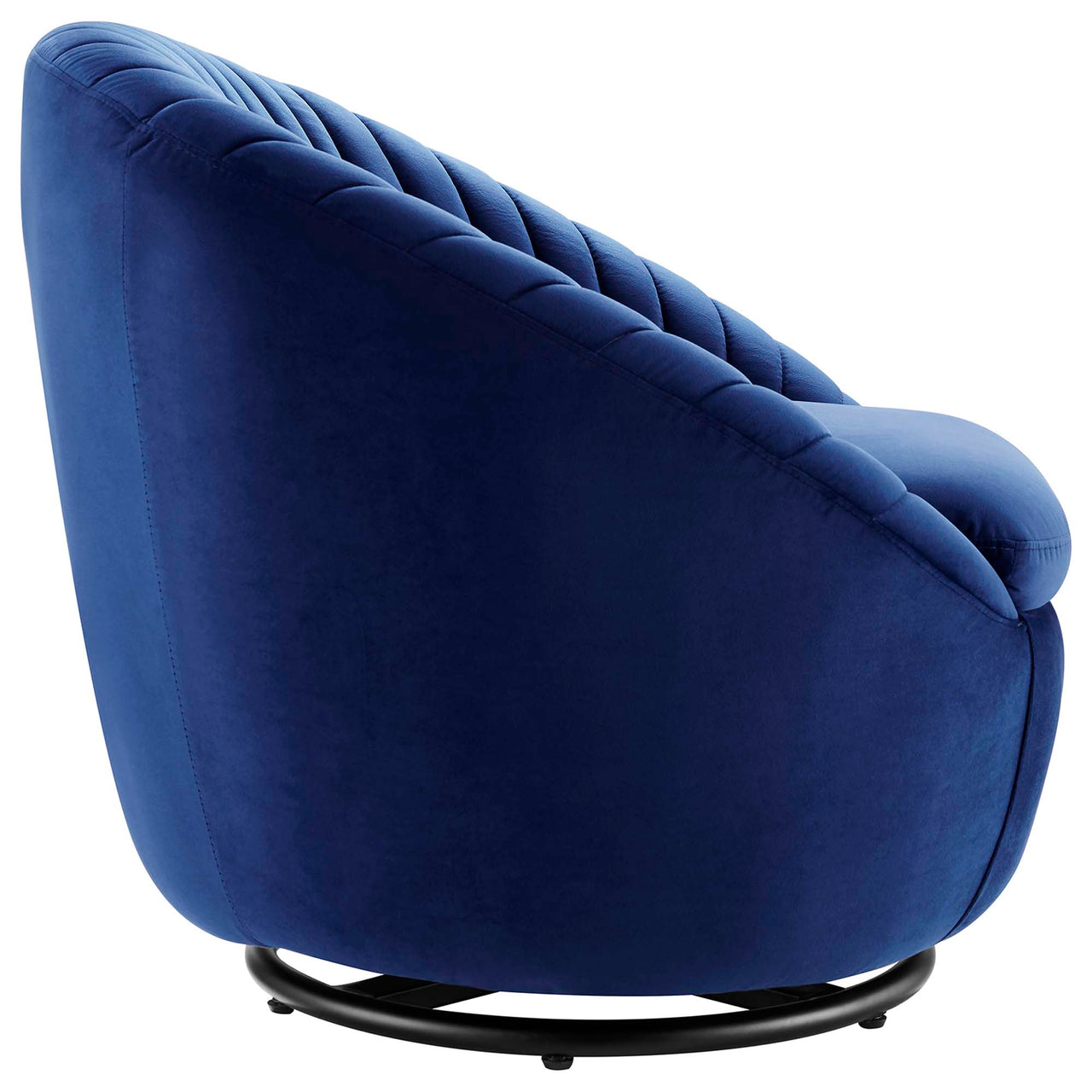 Arielle Velvet Swivel Chair, Black & Navy