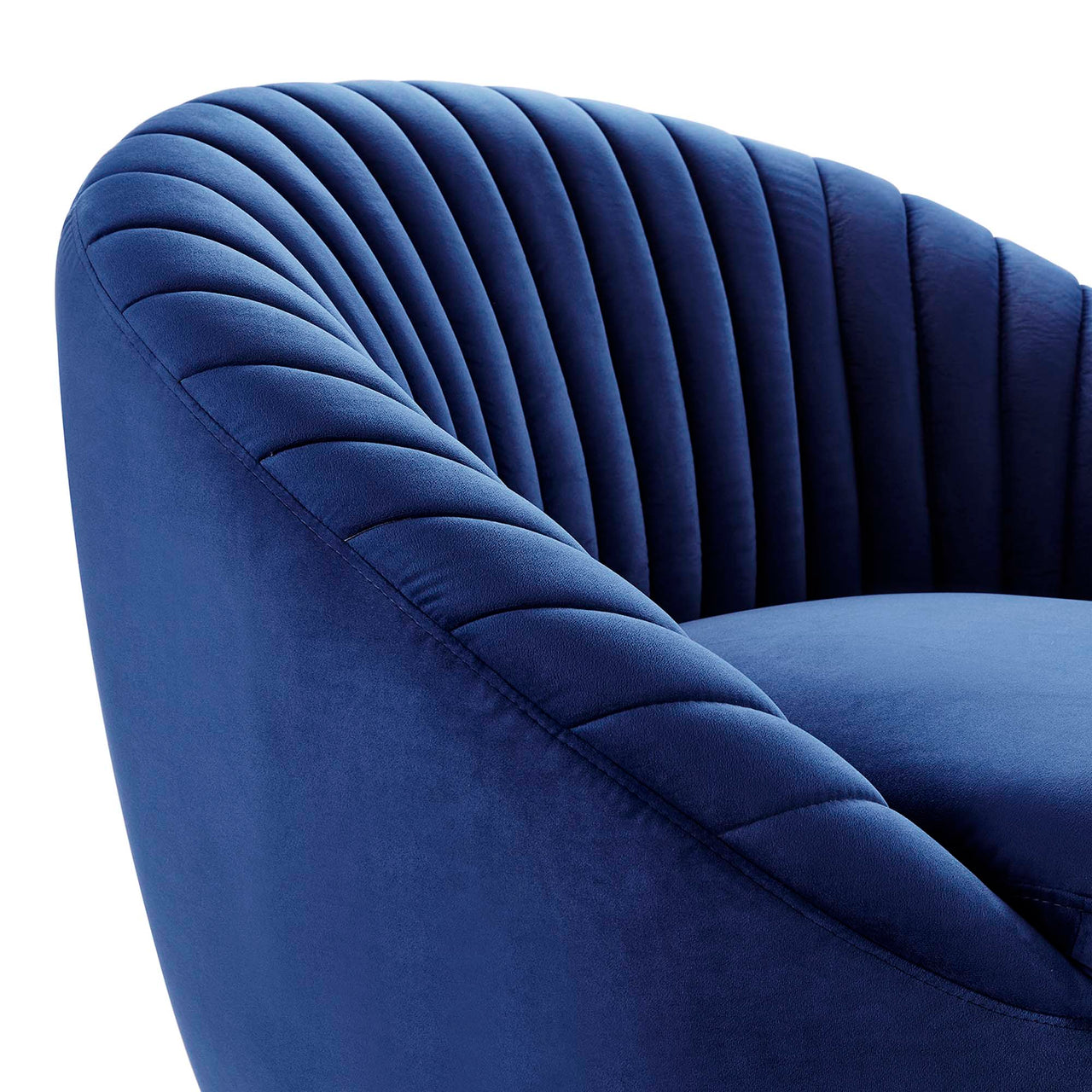 Arielle Velvet Swivel Chair, Black & Navy