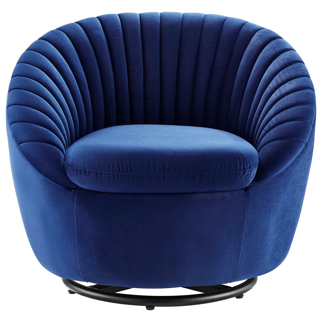 Arielle Velvet Swivel Chair, Black & Navy