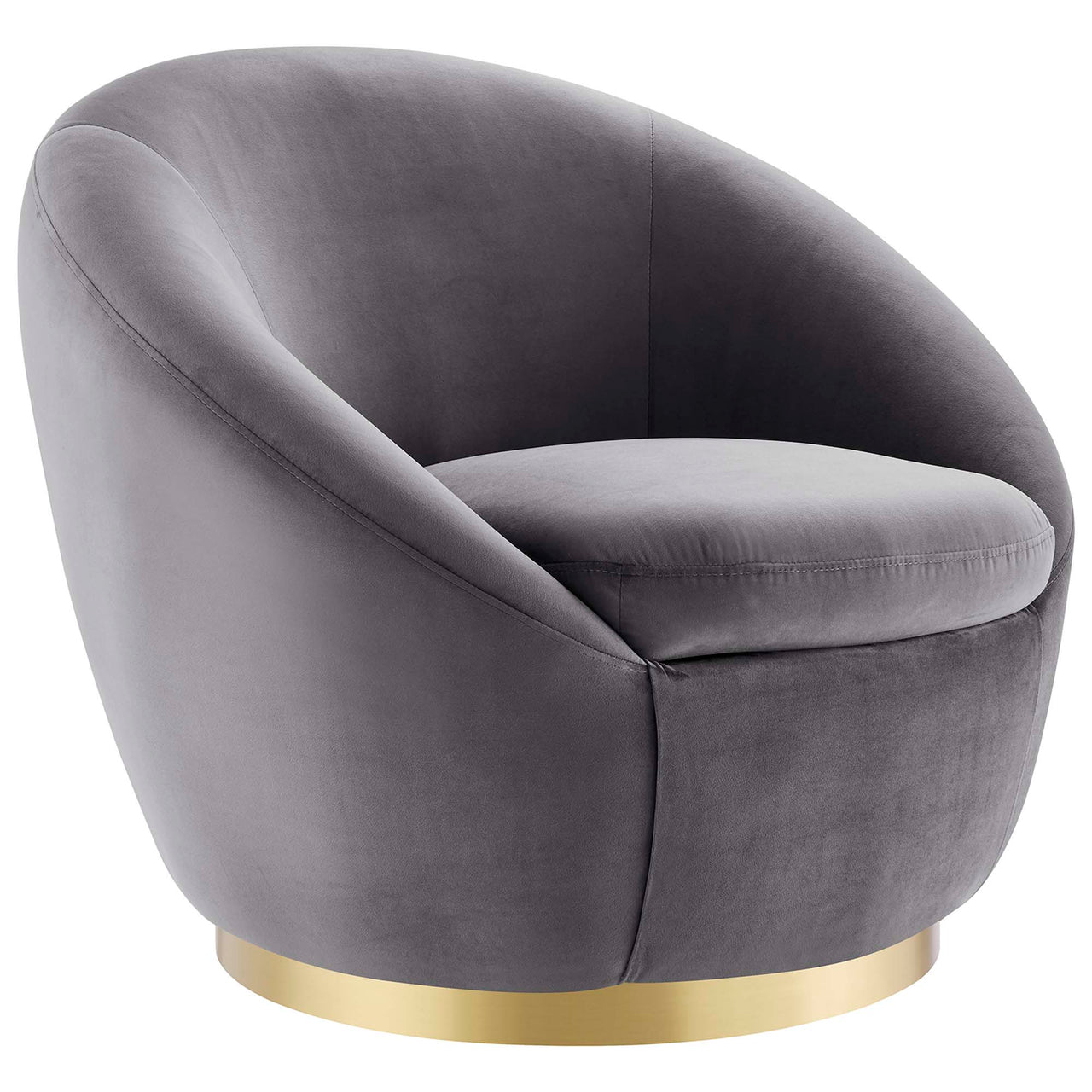 Blume Velvet Swivel Chair, Gold & Gray