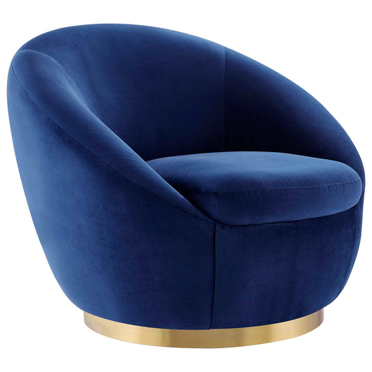 Blume Velvet Swivel Chair, Gold & Navy