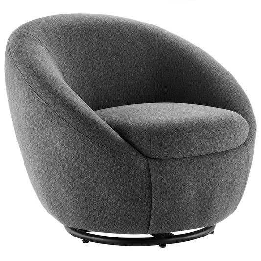 Blume Fabric Swivel Chair, Black & Charcoal