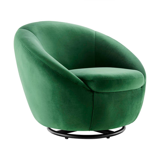 Blume Velvet Swivel Chair, Black & Emerald