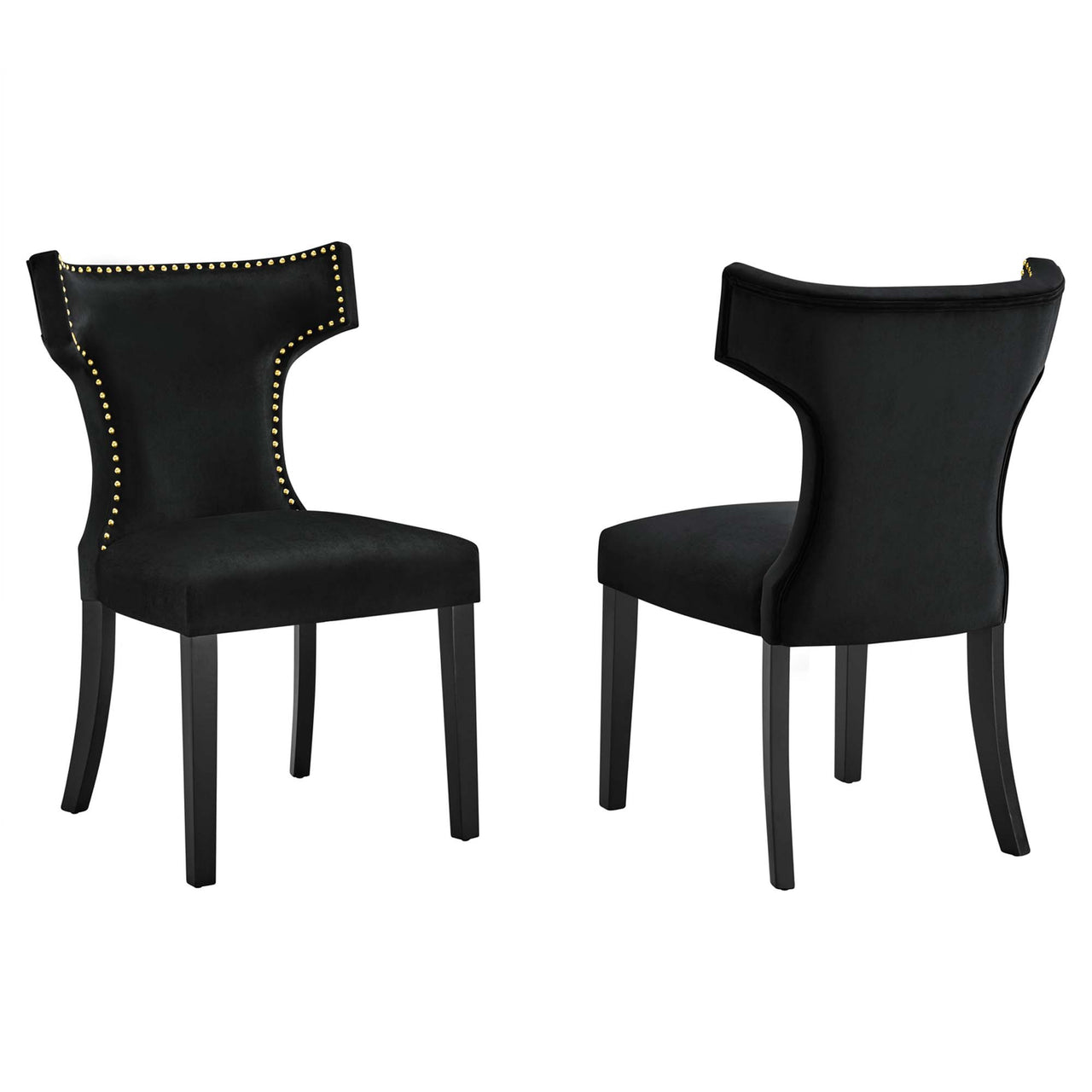 Vela Velvet Dining Chair Set of 2, Black