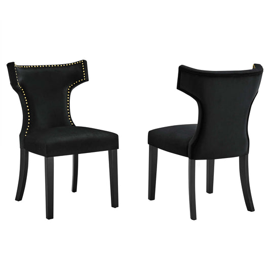 Vela Velvet Dining Chair Set of 2, Black