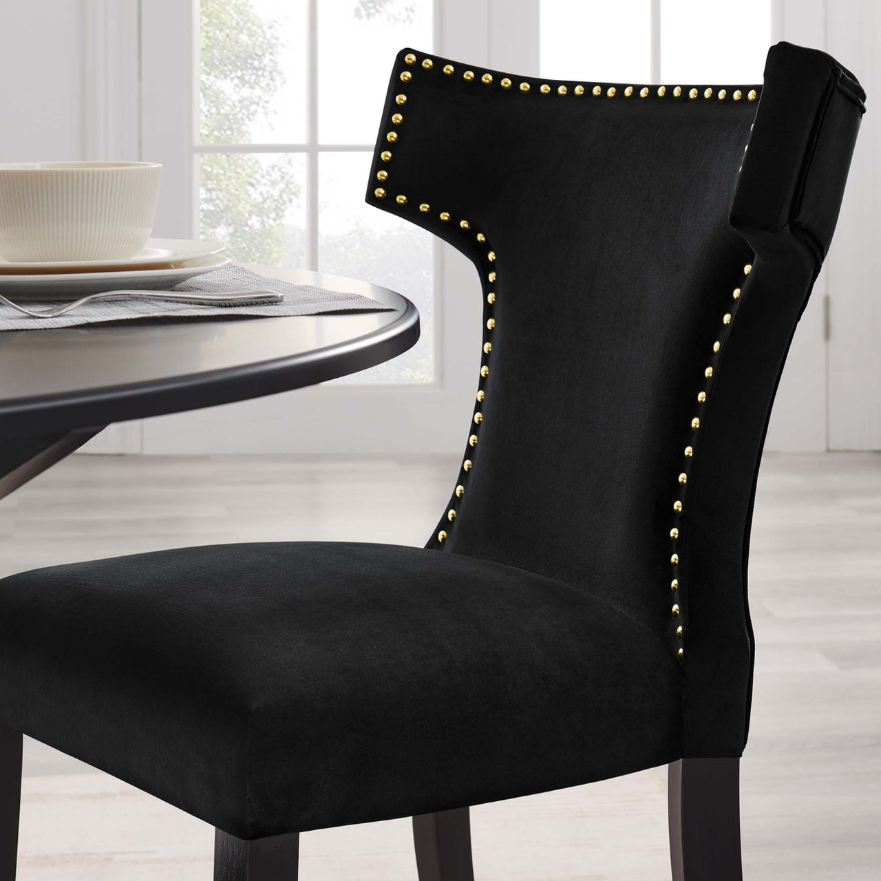 Vela Velvet Dining Chair Set of 2, Black