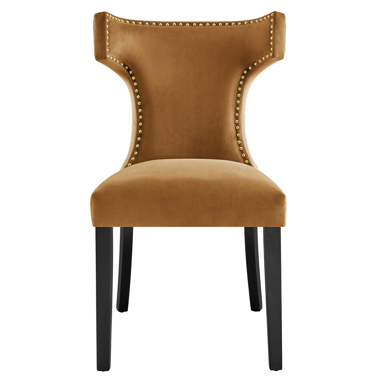 Vela Velvet Dining Chair Set of 2, Cognac