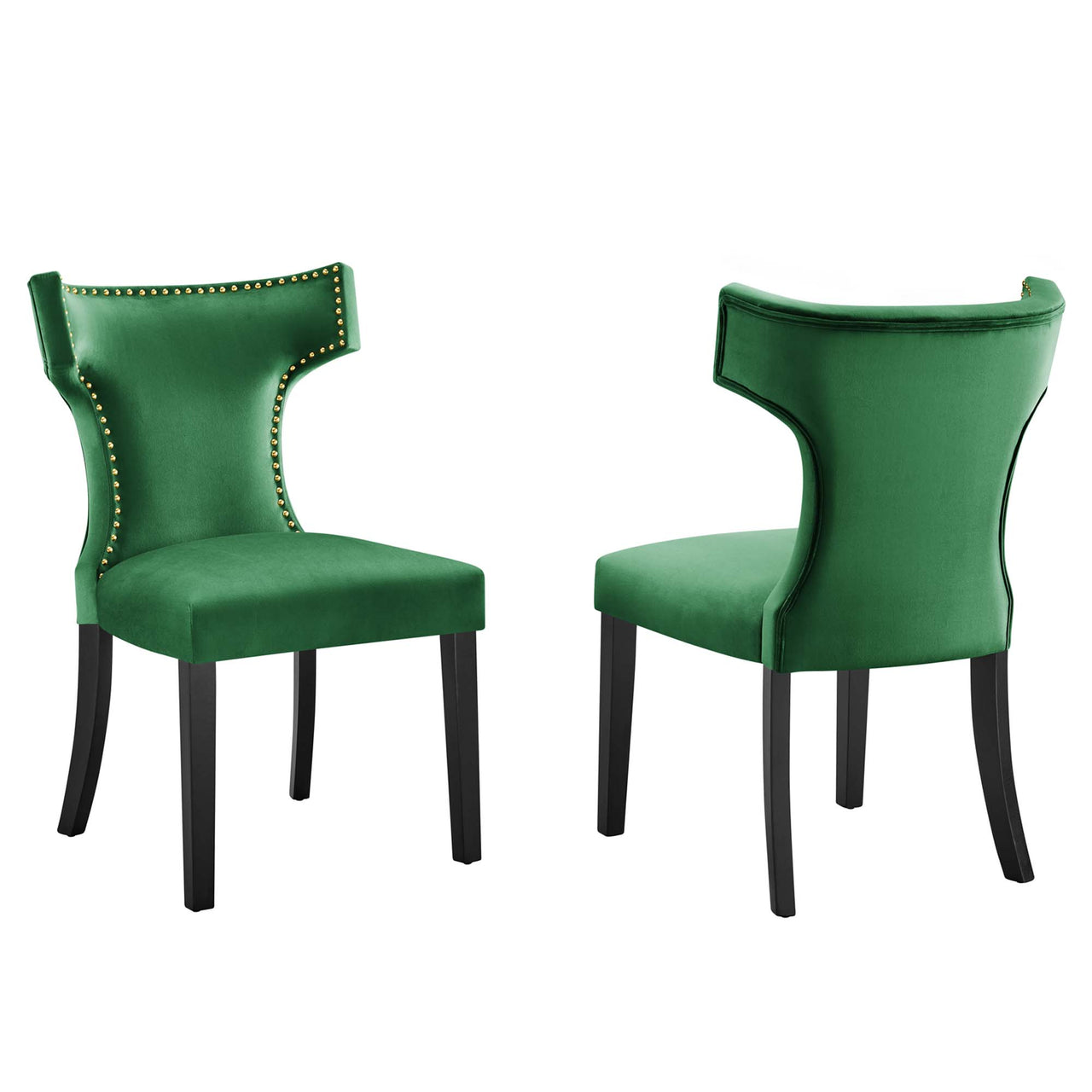 Vela Velvet Dining Chair Set of 2, Emerald