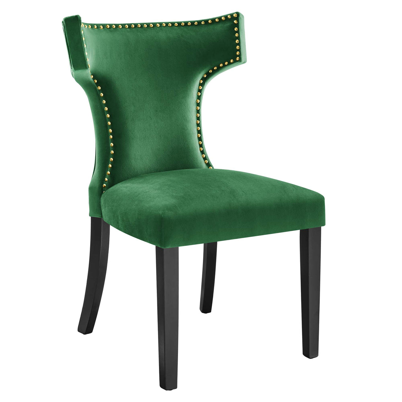 Vela Velvet Dining Chair Set of 2, Emerald