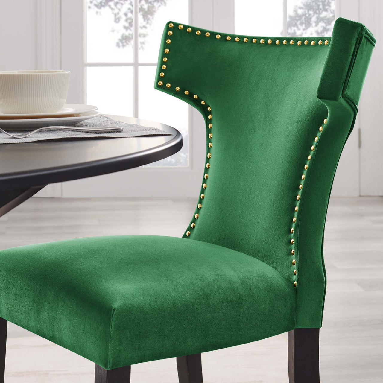 Vela Velvet Dining Chair Set of 2, Emerald