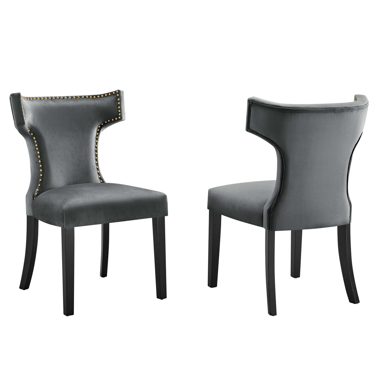 Vela Velvet Dining Chair Set of 2, Gray