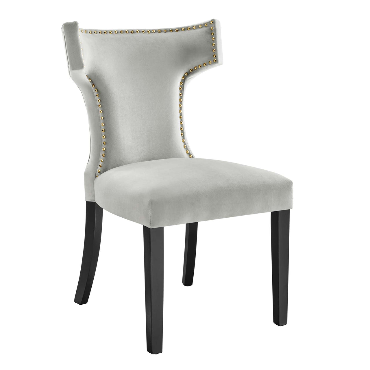 Vela Velvet Dining Chair Set of 2, Light Gray