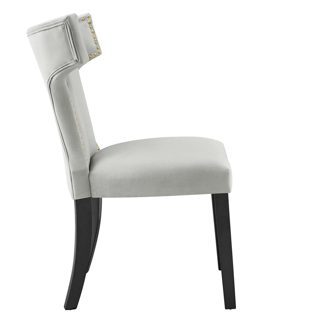 Vela Velvet Dining Chair Set of 2, Light Gray