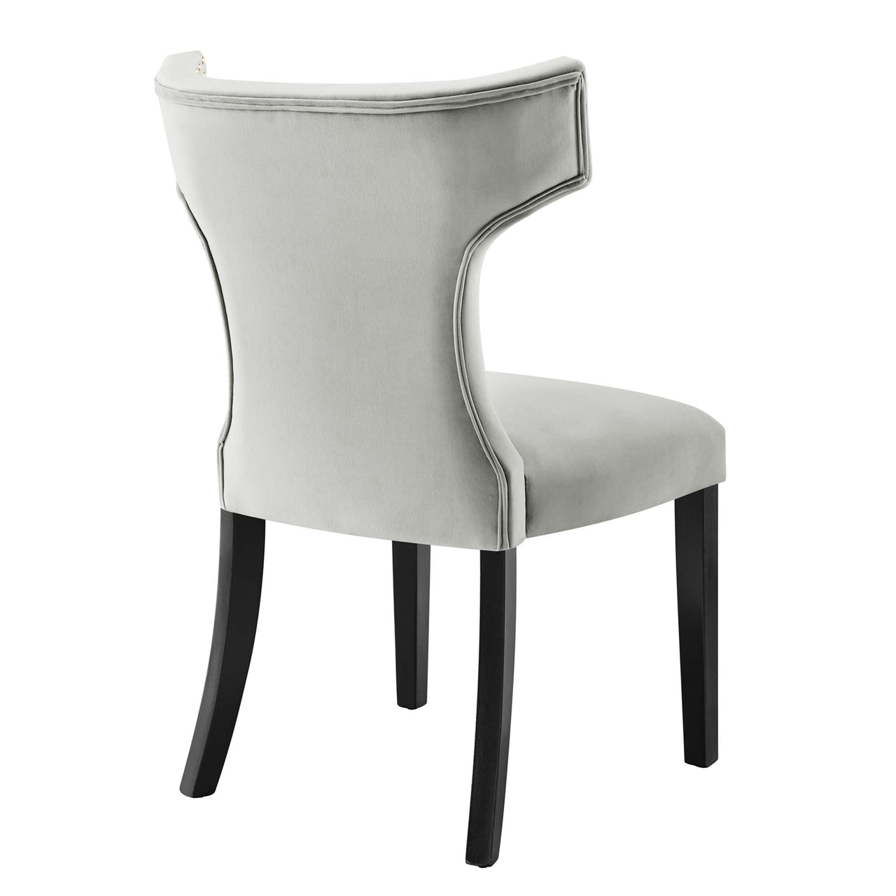 Vela Velvet Dining Chair Set of 2, Light Gray