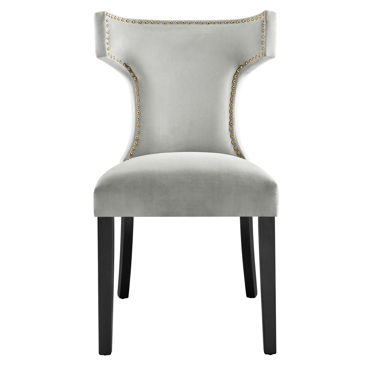 Vela Velvet Dining Chair Set of 2, Light Gray