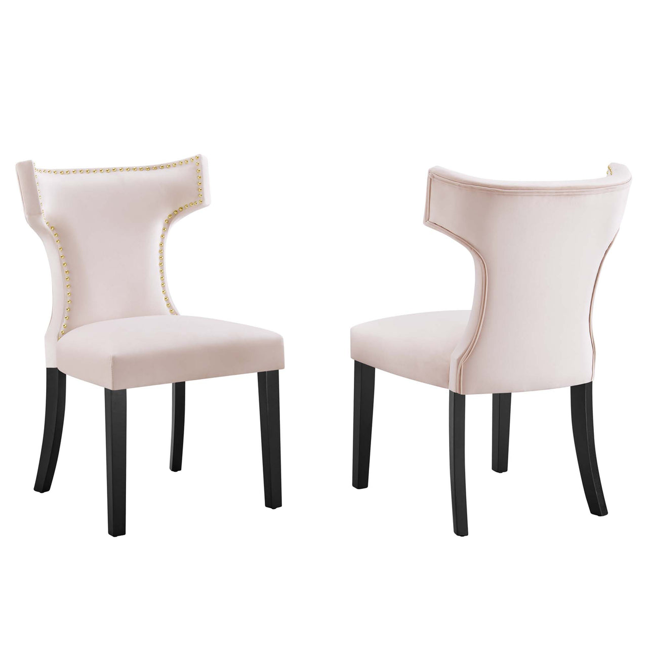 Vela Velvet Dining Chair Set of 2, Pink
