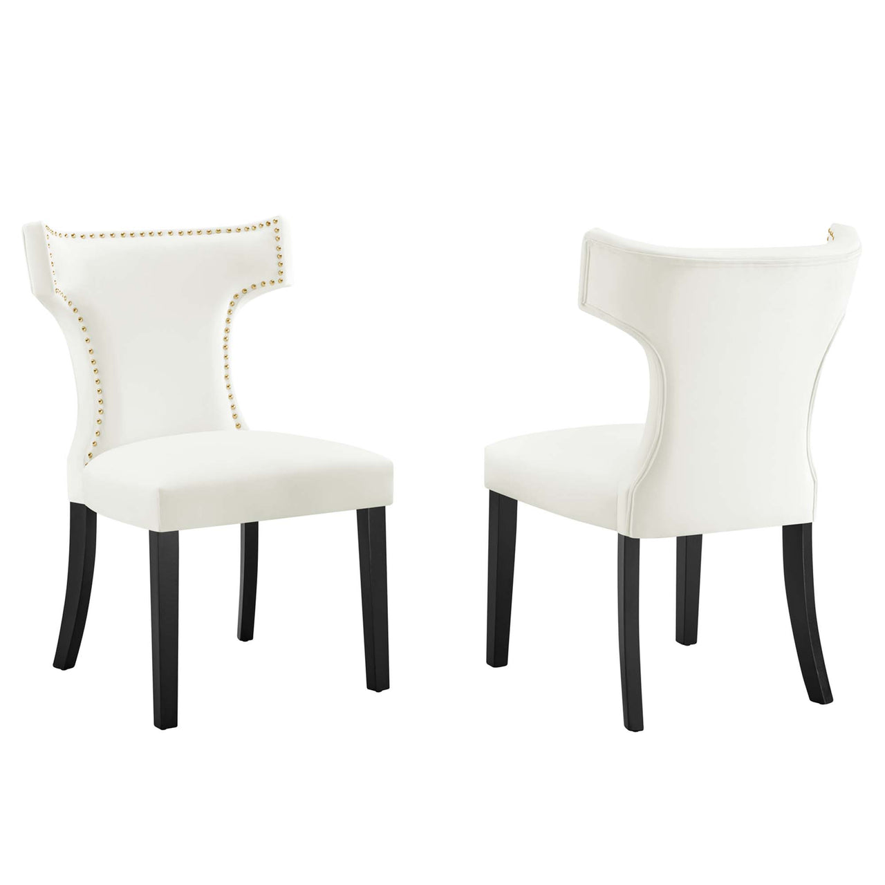 Vela Velvet Dining Chair Set of 2, White