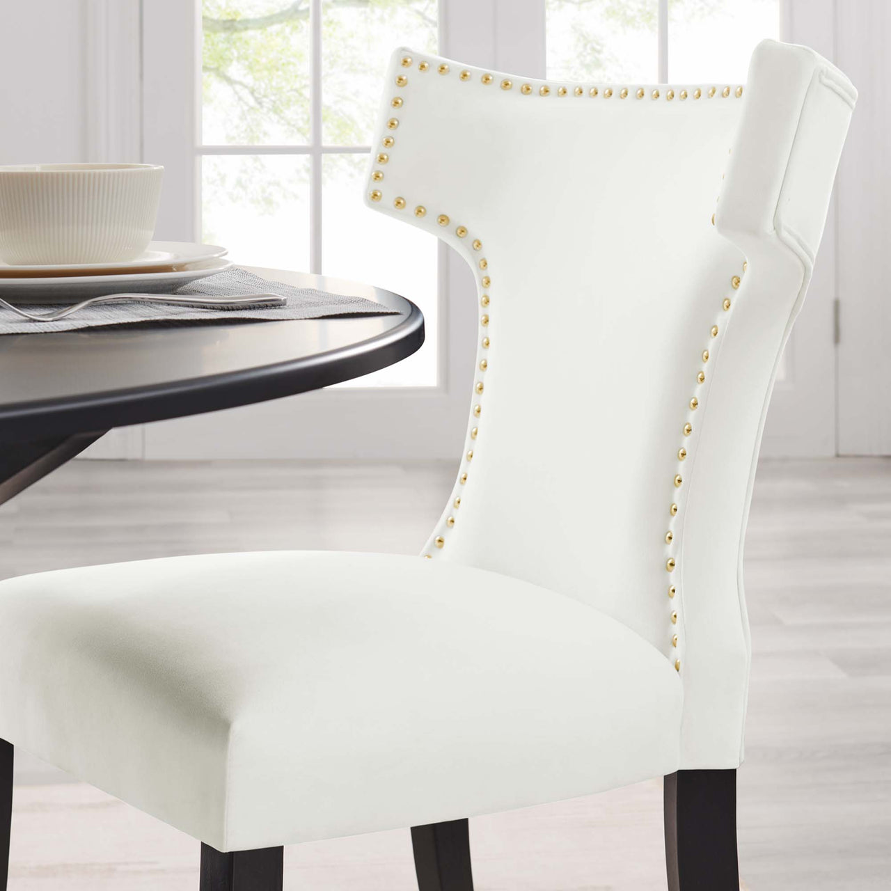 Vela Velvet Dining Chair Set of 2, White