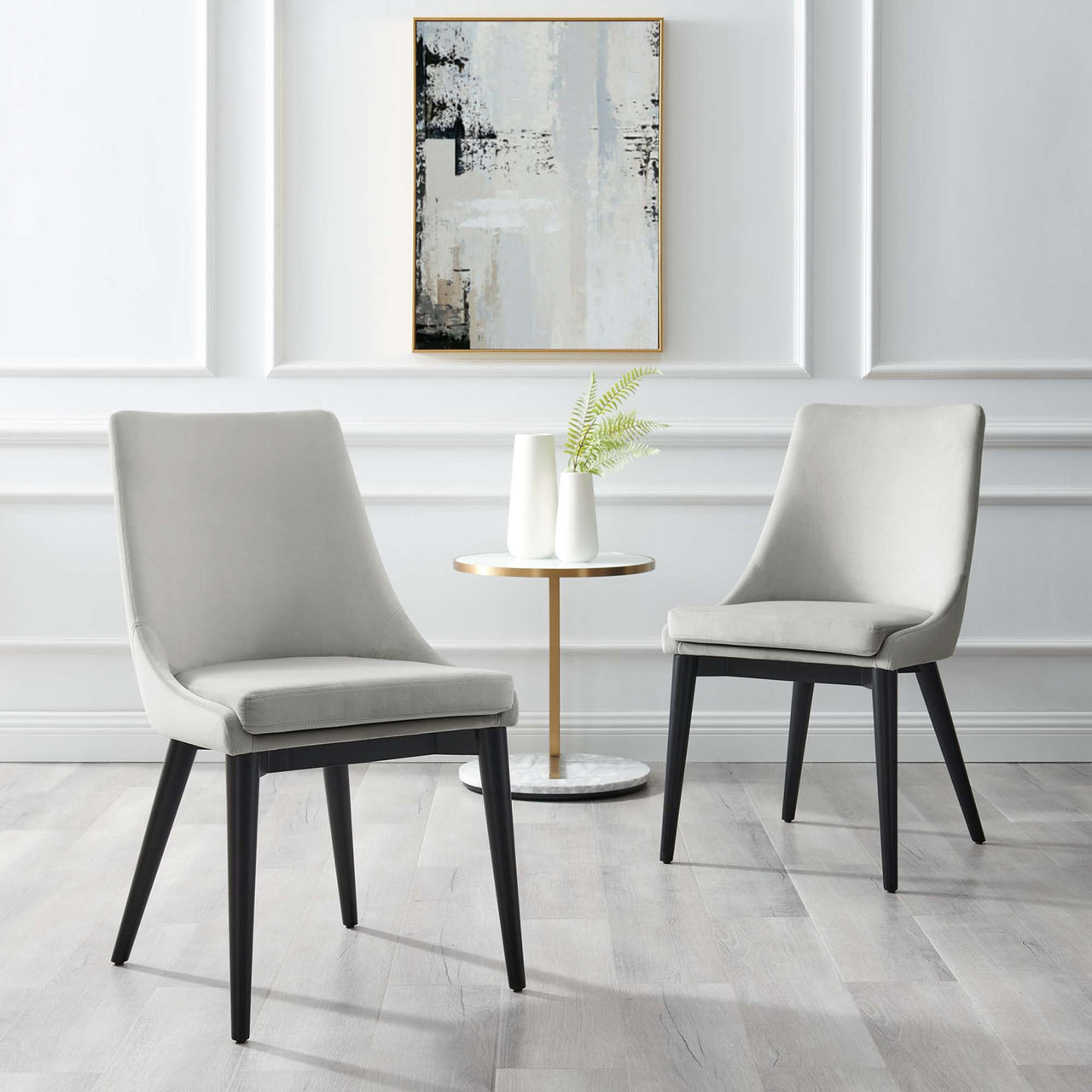 Viremont Velvet Dining Chair, Light Gray