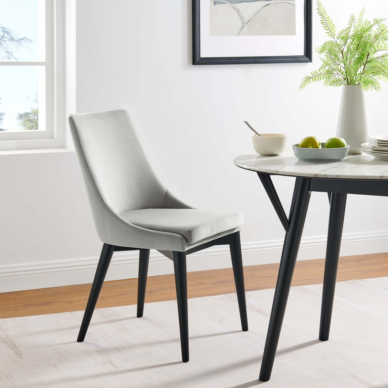 Viremont Velvet Dining Chair, Light Gray