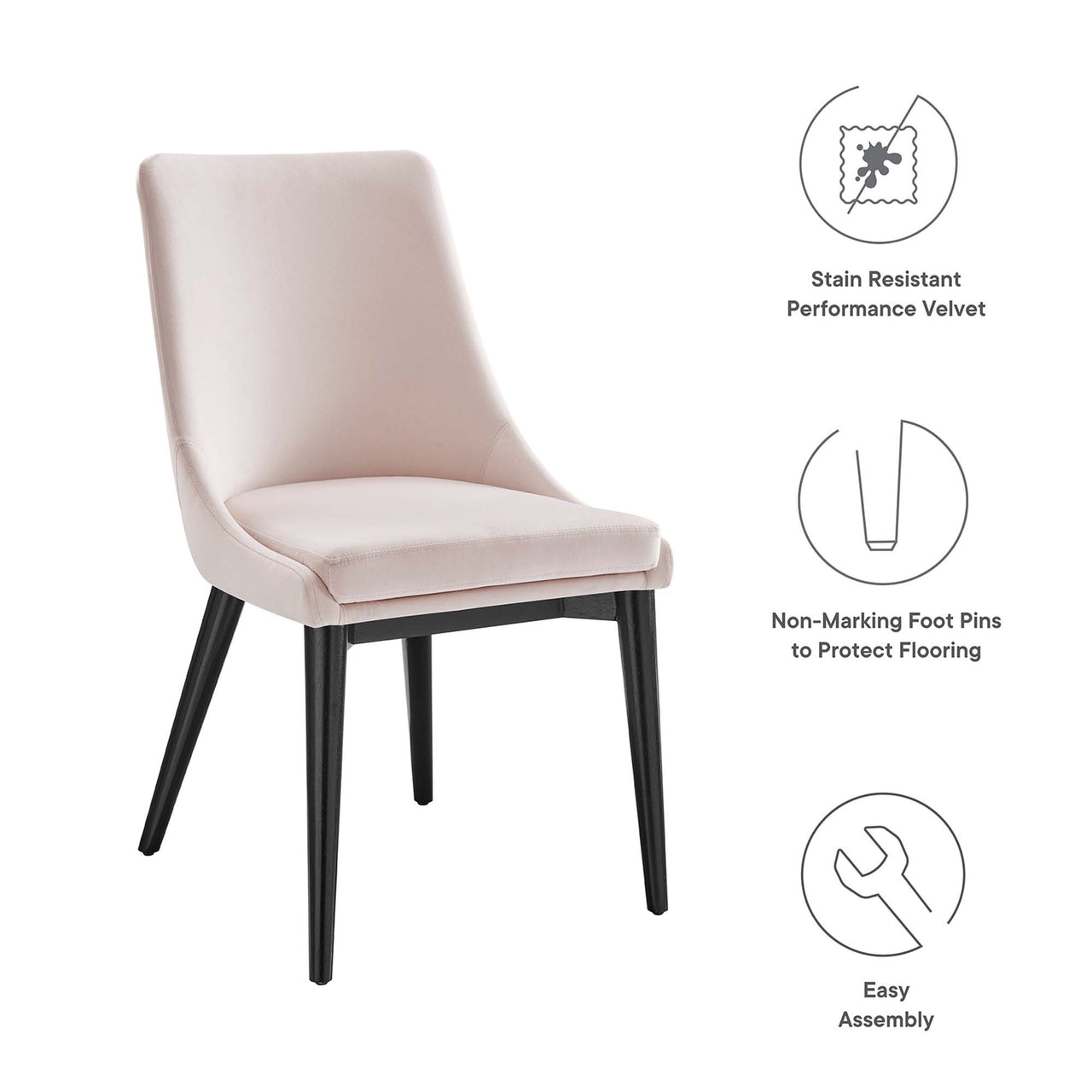 Viremont Velvet Dining Chair, Pink