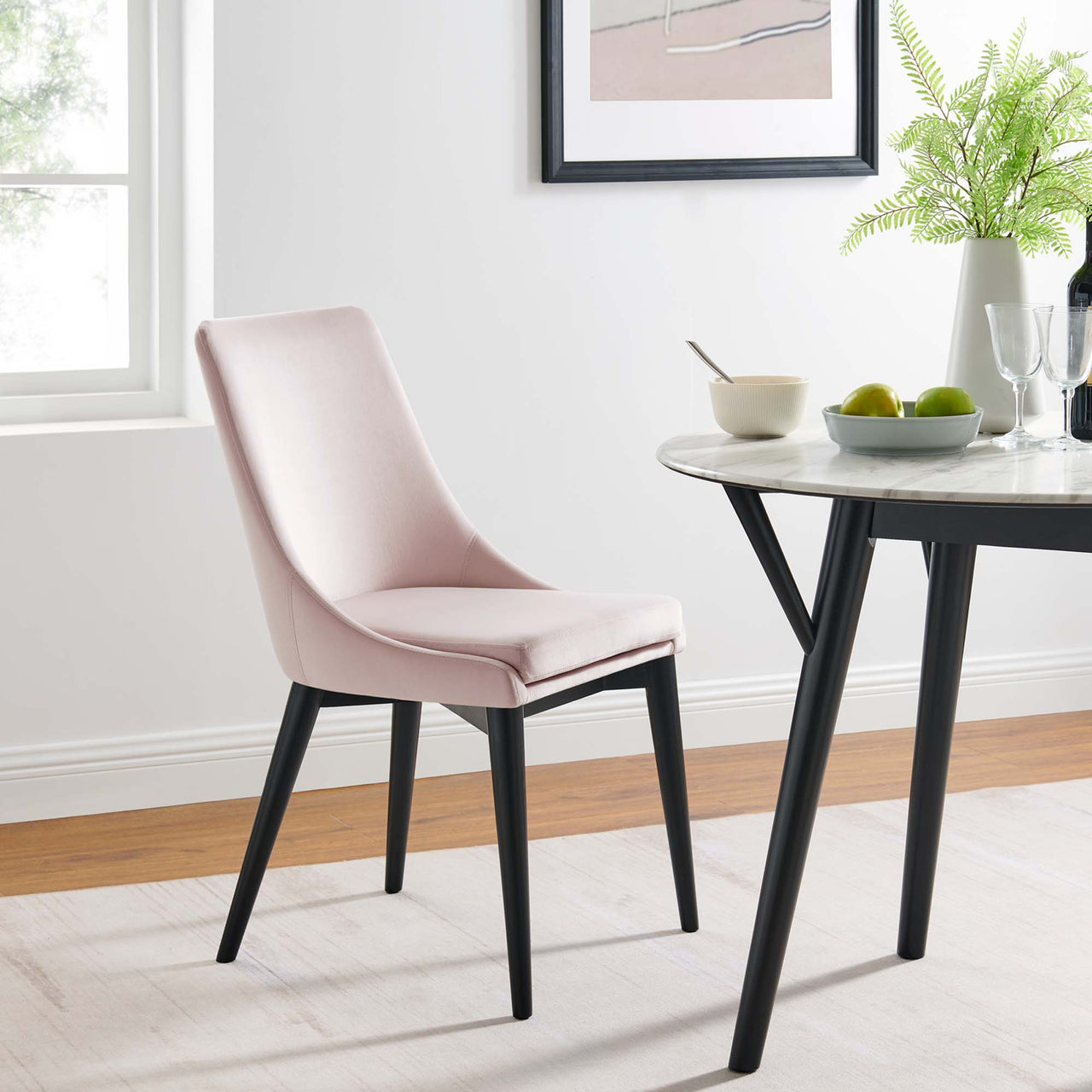Viremont Velvet Dining Chair, Pink