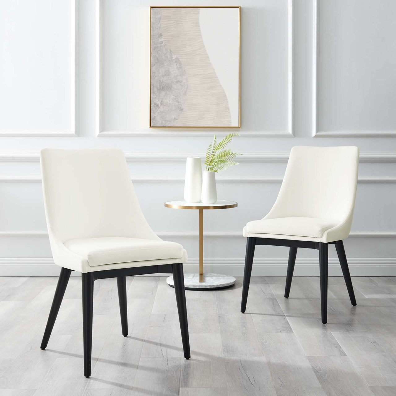 Viremont Velvet Dining Chair, White