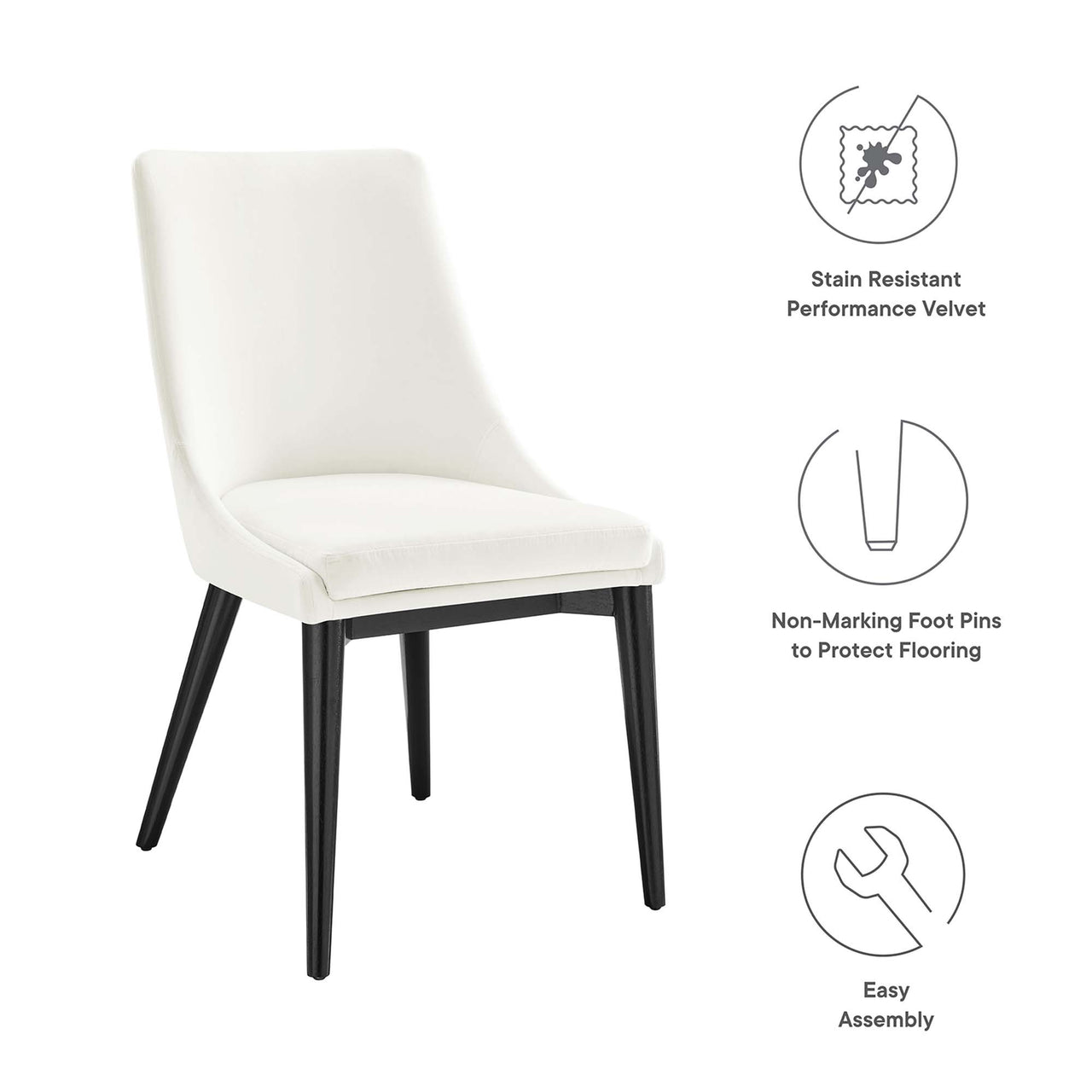 Viremont Velvet Dining Chair, White