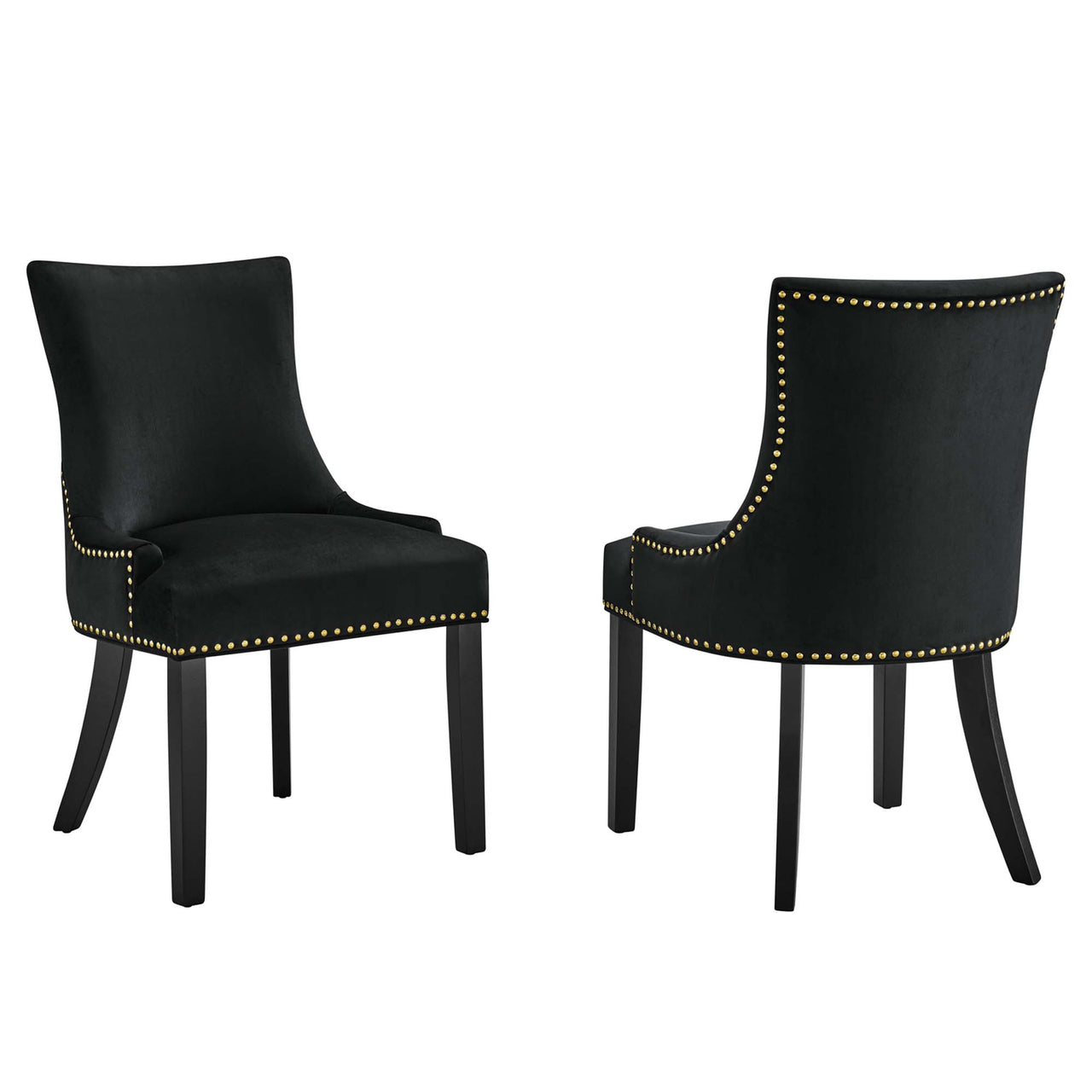 Marvelle Velvet Dining Chair Set of 2, Black