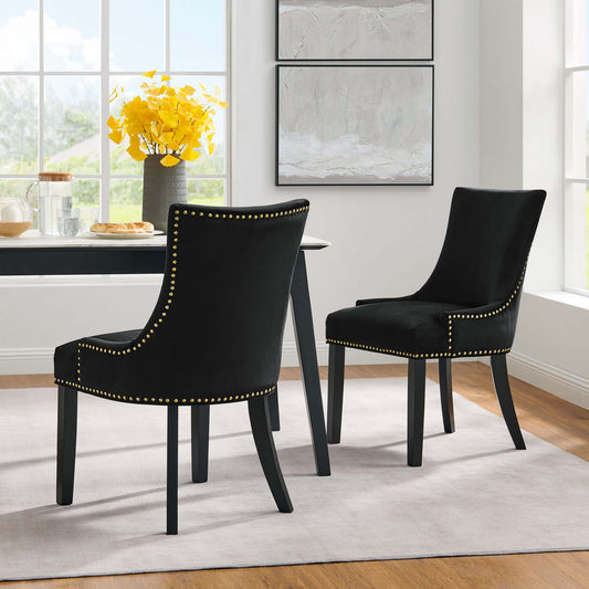 Marvelle Velvet Dining Chair Set of 2, Black