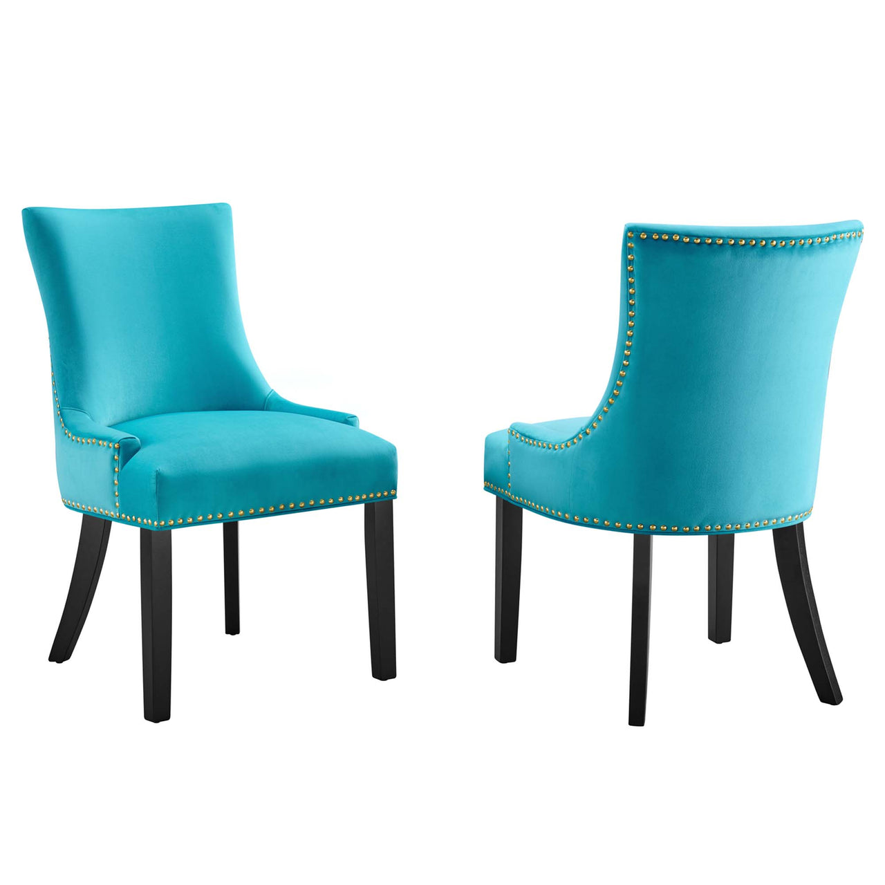 Marvelle Velvet Dining Chair Set of 2, Caspian Blue