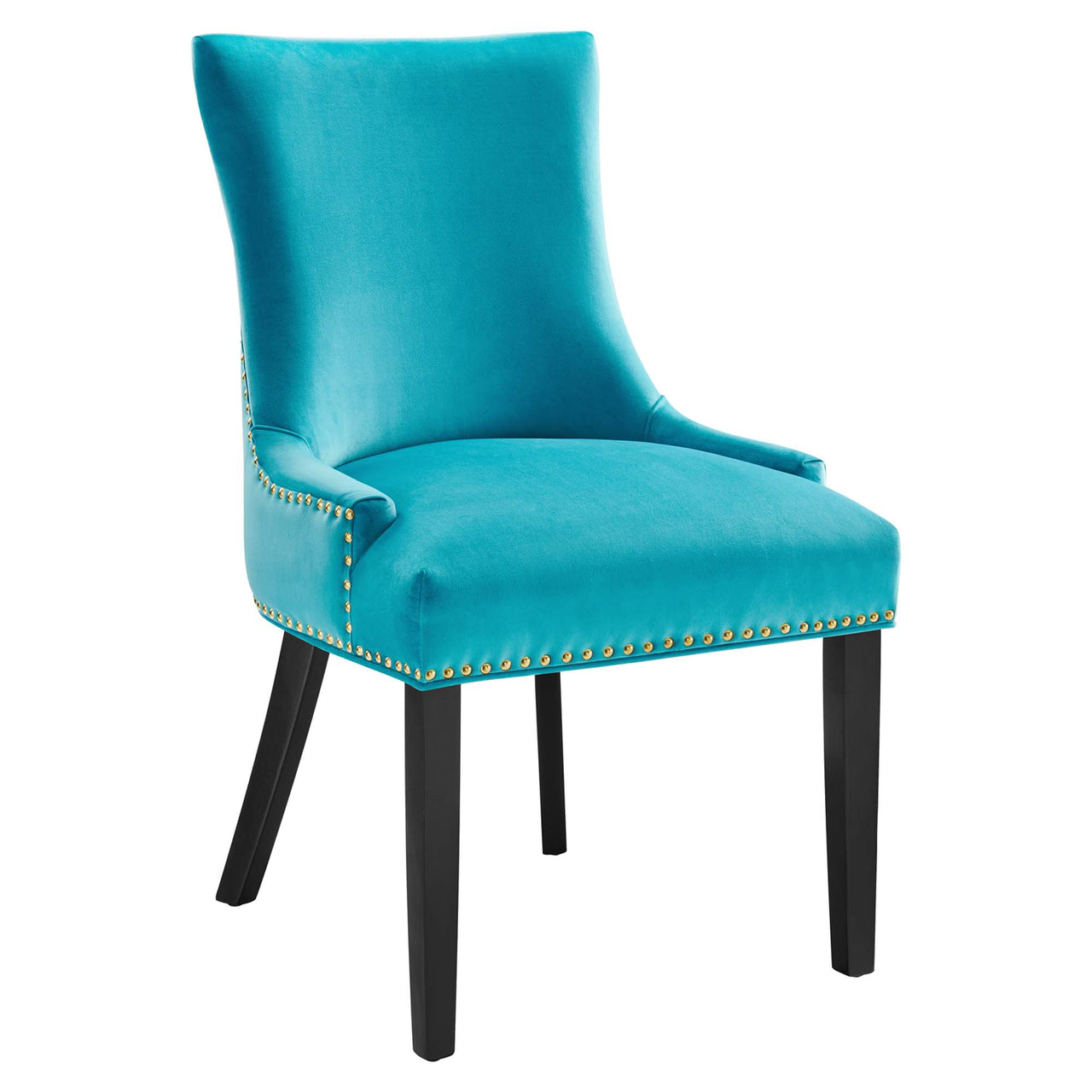 Marvelle Velvet Dining Chair Set of 2, Caspian Blue