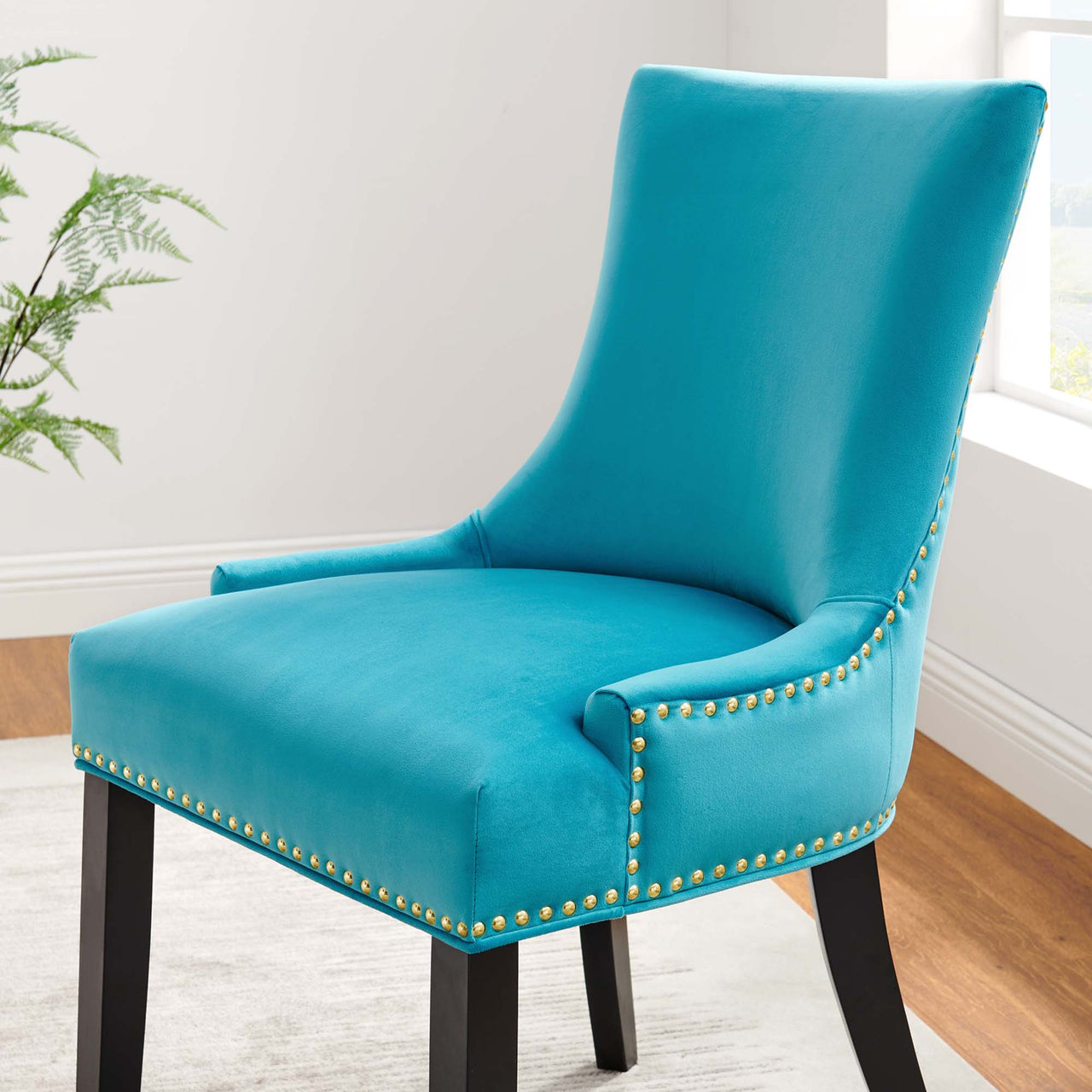 Marvelle Velvet Dining Chair Set of 2, Caspian Blue