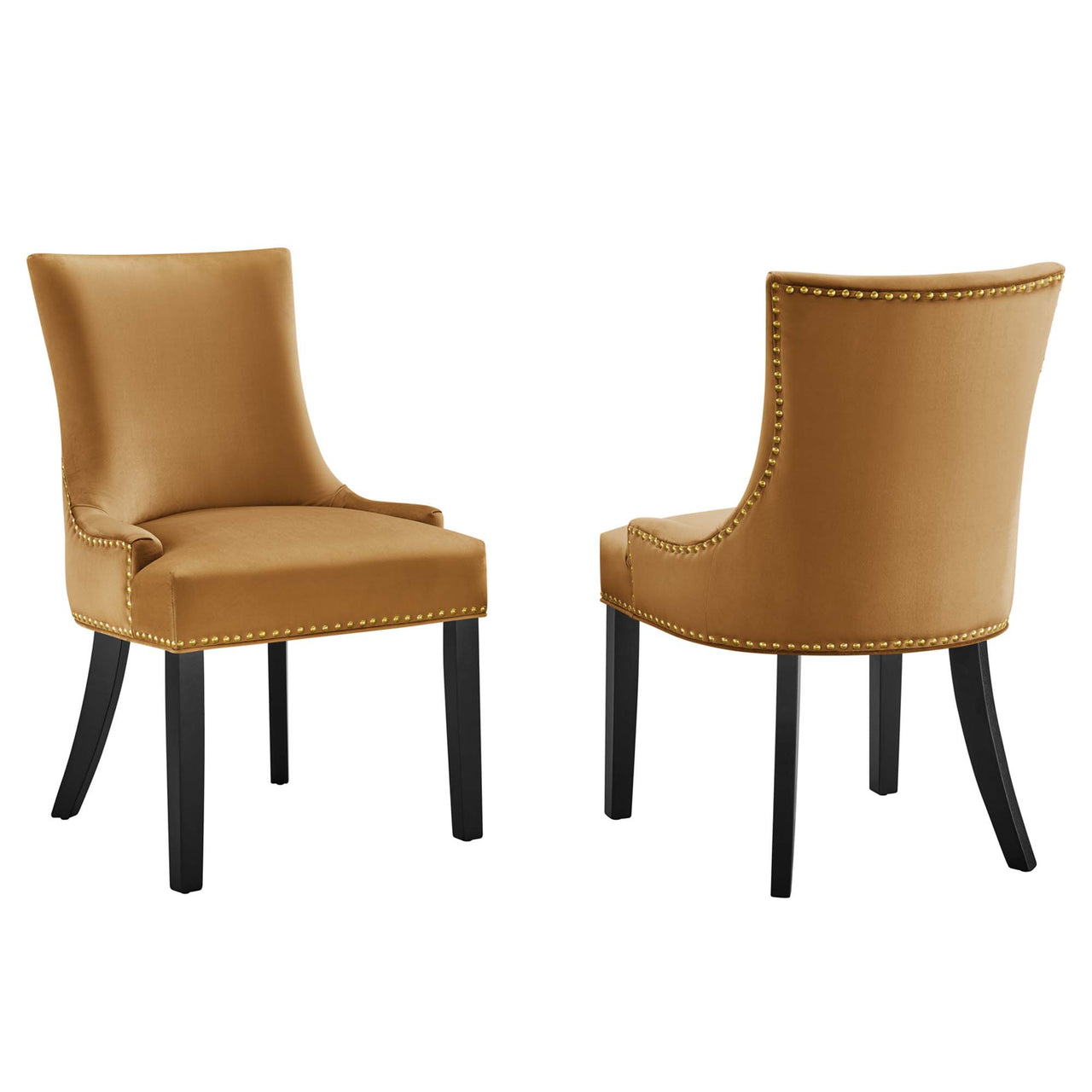 Marvelle Velvet Dining Chair Set of 2, Cognac