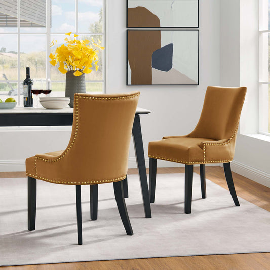Marvelle Velvet Dining Chair Set of 2, Cognac