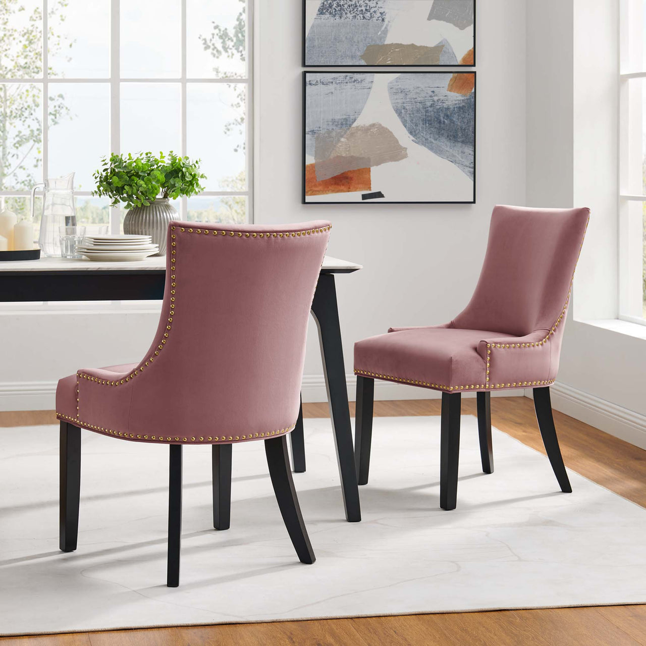 Marvelle Velvet Dining Chair Set of 2, Dusty Rose