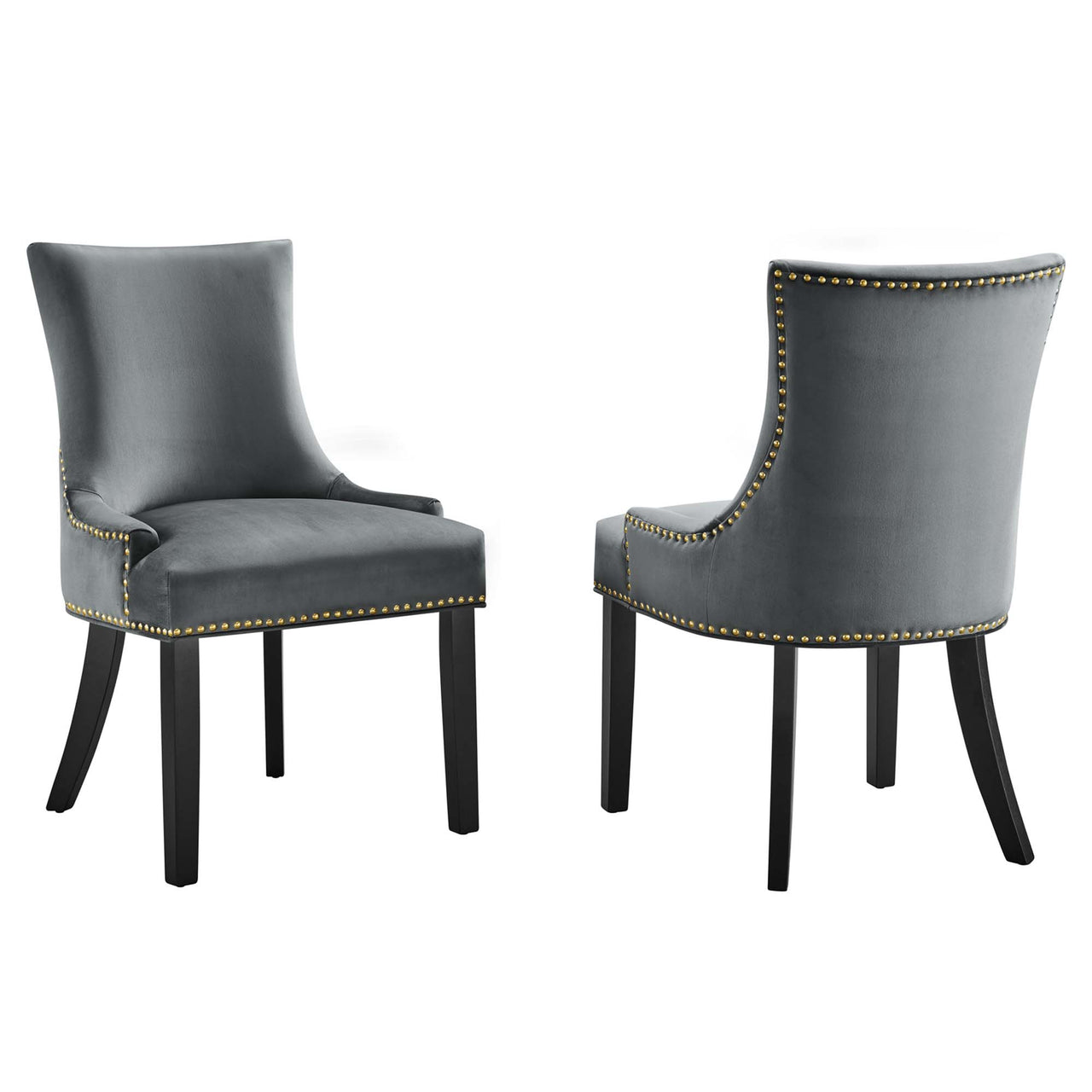 Marvelle Velvet Dining Chair Set of 2, Gray