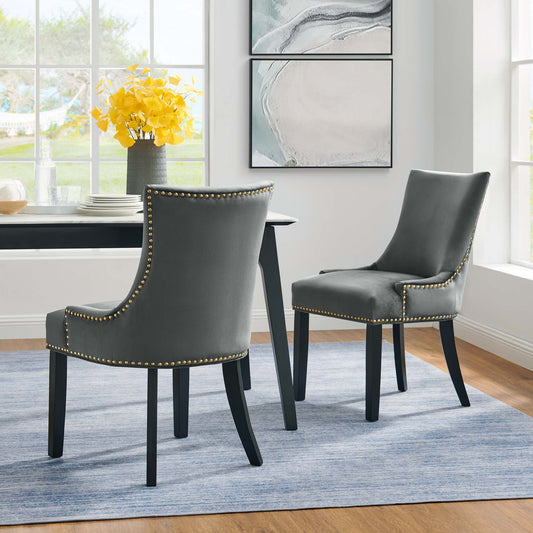 Marvelle Velvet Dining Chair Set of 2, Gray