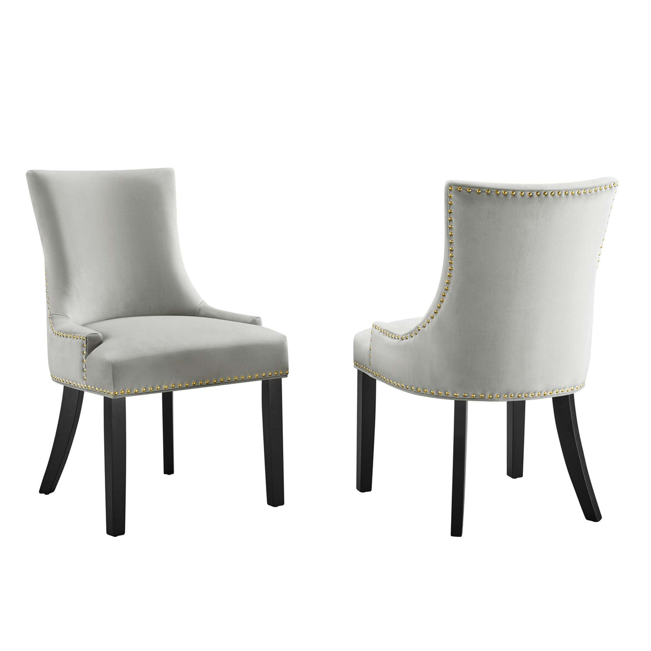 Marvelle Velvet Dining Chair Set of 2, Light Gray