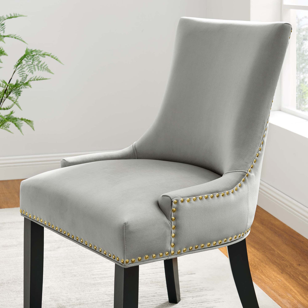 Marvelle Velvet Dining Chair Set of 2, Light Gray