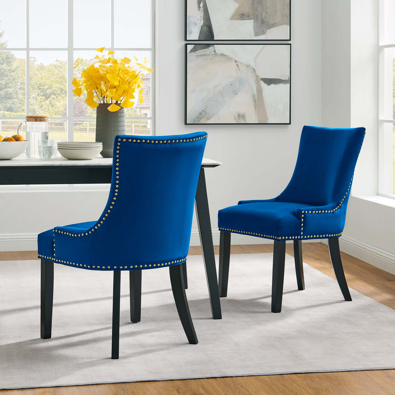 Marvelle Velvet Dining Chair Set of 2, Navy